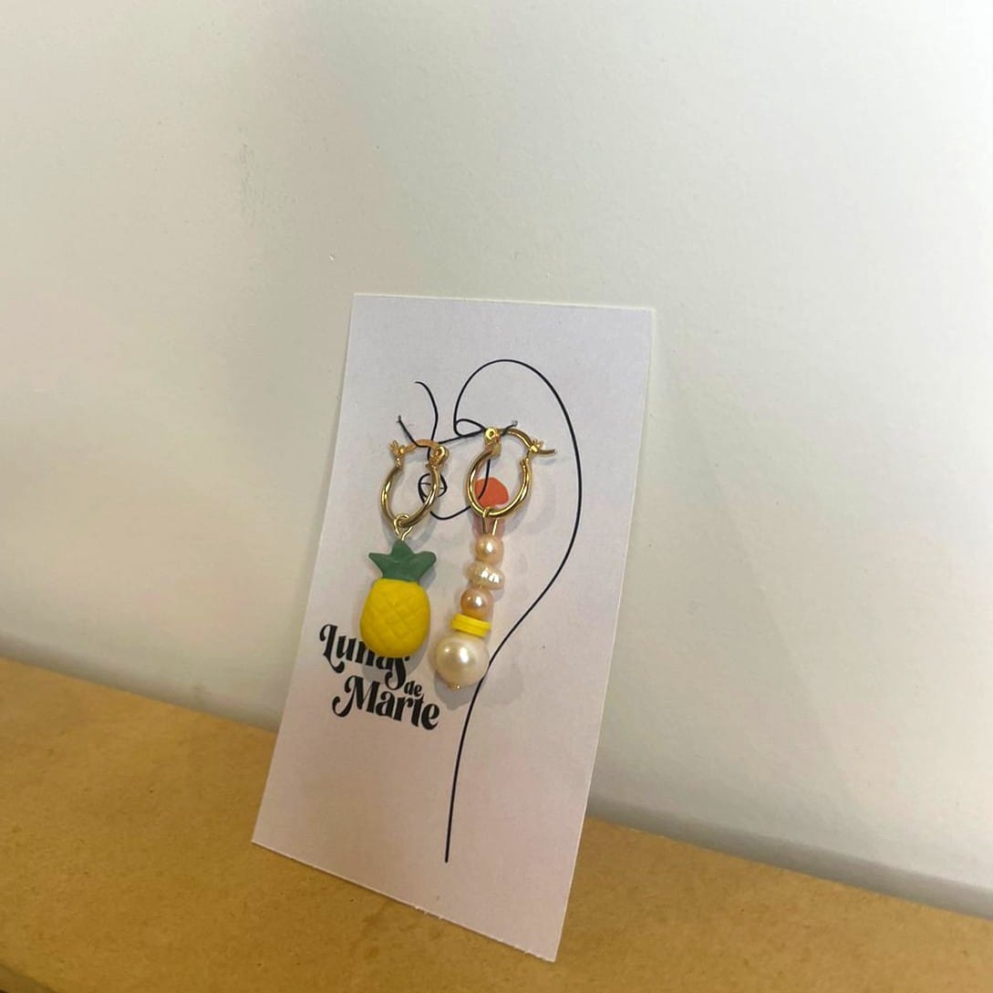 Aretes Piña + complemento de perlas